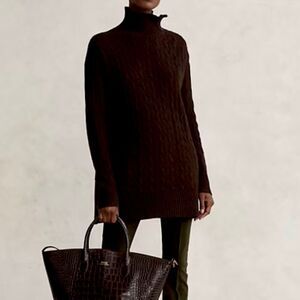 Polo Ralph Lauren Wool Cashmere Button Placket Turtleneck Sweater M